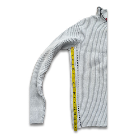 Small Guess Jeans Zip Up Neck Pullover Sweater Light Sky Blue 100% Cotton - Picture 7 of 11